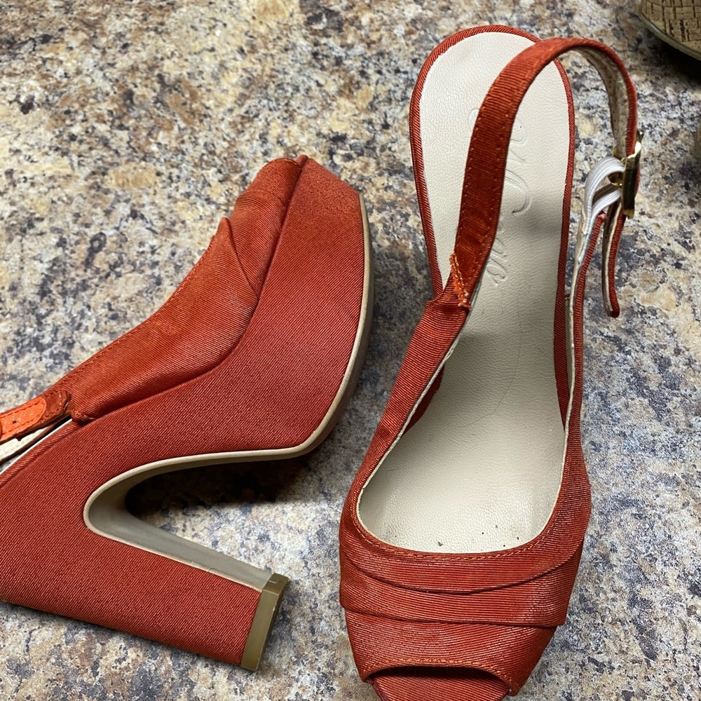 Mango Platform Sling Backs, Size 6 - image 5
